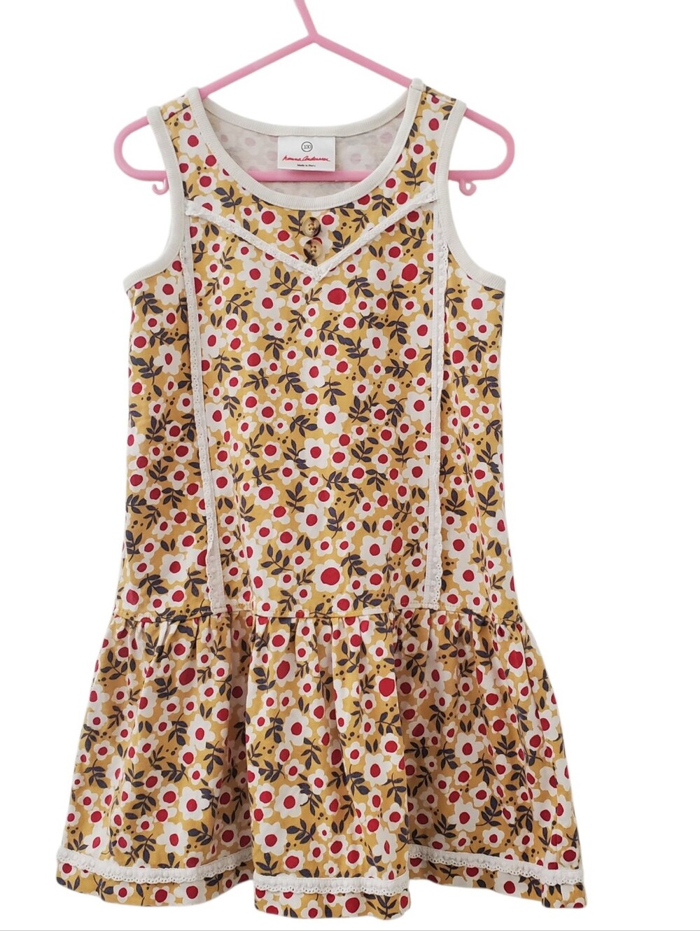 Hanna Andersson Yellow Floral Tank Lace Trim Dress (100/US4)